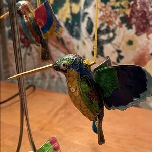 Cloisonné Hummingbird Ornament - Multicolor Decorative Bird Set ( 5 )